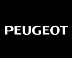 Peugeot logotipo marca carro símbolo nome branco Projeto francês automóvel vetor ilustração com Preto fundo