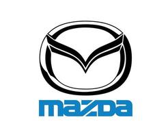 Mazda logotipo símbolo marca carro Preto com nome azul Projeto Japão automóvel vetor ilustração