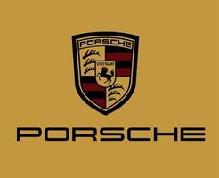 Porsche logotipo marca carro símbolo com nome Preto Projeto alemão automóvel vetor ilustração com ouro fundo