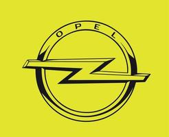 opel marca logotipo símbolo Preto Projeto alemão carro automóvel vetor ilustração com amarelo fundo