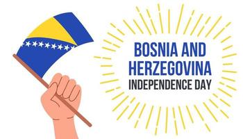 Bósnia e herzegovina independência dia vetor bandeira. bósnio ondulado bandeira dentro mão patriótico feriado horizontal Projeto