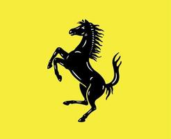 Ferrari logotipo marca carro símbolo Preto Projeto italiano automóvel vetor ilustração com amarelo fundo