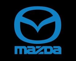 Mazda logotipo símbolo marca carro com nome azul Projeto Japão automóvel vetor ilustração com Preto fundo