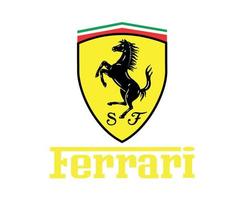 Ferrari marca logotipo carro símbolo com nome Projeto italiano automóvel vetor ilustração