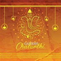 design de chaturthi ganesh feliz com fundo vetor