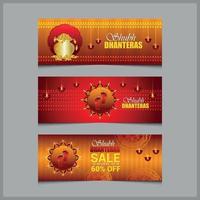 conjunto de modelos de banner shubh dhanteras vetor