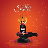 cartão maha shivratri com shivling vetor