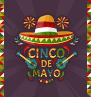 cinco de maio. 5 de maio, feriado no méxico. estilo dos desenhos animados. bandeira do vetor.