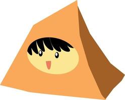 desenho animado estilo do fofa pequeno menina se escondendo dentro uma papel pirâmide vetor