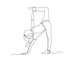 abstrato atleta sem uma face, ginasta, ioga, desenhado à mão, contínuo mono linha, 1 linha arte, contorno desenhando vetor