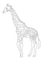 Preto e branco girafa desenho animado personagem vetor. coloração página do desenho animado girafa vetor