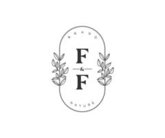 inicial ff cartas lindo floral feminino editável premade monoline logotipo adequado para spa salão pele cabelo beleza boutique e Cosmético empresa. vetor