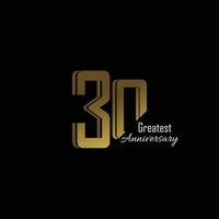 30 anos de aniversário logotipo vetor modelo design ilustração ouro e preto