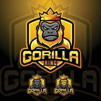 gorila real rei mascote logotipo Projeto vetor com moderno ilustração conceito estilo para distintivo, emblema e camiseta impressão. moderno gorila escudo logotipo ilustração para esporte, jogador, flâmula