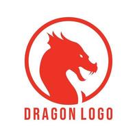 vermelho Dragão cabeça silhueta mascote logotipo dentro uma círculo isolado em branco fundo vetor