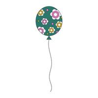 groovy verde ballon com camomila. balão isolado em branco fundo. feliz aniversário e festa conceito. plano estilo vetor ilustração.