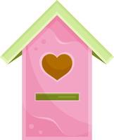 vetor ilustração fofa Rosa de madeira Casa de passarinho, cabana, pequeno de madeira casa, Primavera ilustração