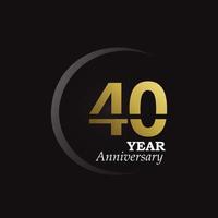 40 anos de aniversário logotipo vetor modelo design ilustração ouro e preto