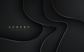 fundo de camadas de sobreposição de linha de ouro preto abstrato luxuoso. vetor eps10