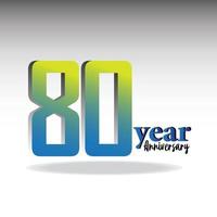 80 anos de aniversário logotipo vetor modelo design ilustração azul e branco