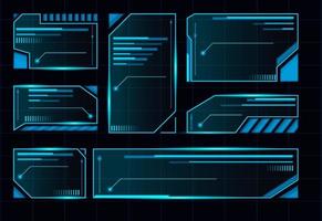 interface de usuário futurista hud. projeto de layout abstrato azul do painel de controle. tela de tecnologia virtual sci fi. quadro de nave espacial futurista. vetor