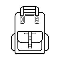 à moda mochila com bolsos e correias, simples linear ícone isolado em branco fundo. na moda hipster mochila. distintivo, emblema, logotipo para apps e sites. vetor ilustração