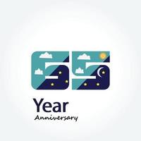 ano aniversário logotipo vetor modelo design ilustração azul e branco