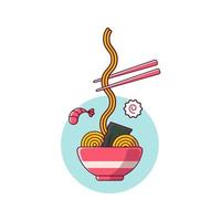 ramen com frutos do mar colorida vetor ilustração