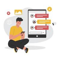 bate-papo com amigo em social meios de comunicação vetor