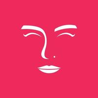 mínimo face lindo mulheres fêmea menina lábios laço olhos sobrancelha logotipo Projeto vetor