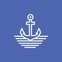 âncora navio relaxar água mar oceano marinheiro com minimalista linhas arte logotipo Projeto vetor ícone ilustração modelo