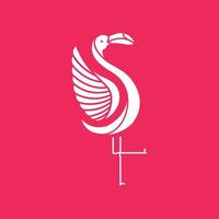 animal pássaro beleza geométrico flamingo moderno asas simples minimalista logotipo Projeto vetor