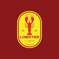 vermelho lagosta camarão frutos do mar criatura animal mar oceano restaurante cardápio crachá vintage logotipo Projeto vetor