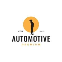 jovem homem automotivo esporte capacete pôr do sol isolado logotipo Projeto vetor ícone ilustração