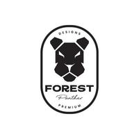 animal fera floresta pantera carnívoro geométrico crachá vintage logotipo Projeto vetor ícone