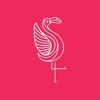 animal pássaro beleza geométrico flamingo moderno asas linha arte minimalista logotipo Projeto vetor