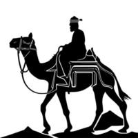 camelo cavaleiro silhueta Preto logotipo animais silhuetas ícones camelo cavaleiros deserto Palma silhueta vetor ilustração