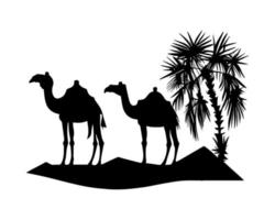 camelo silhueta Preto logotipo animais silhuetas ícones camelo cavaleiros deserto Palma silhueta vetor ilustração