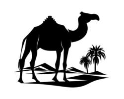 camelo silhueta Preto logotipo animais silhuetas ícones camelo cavaleiros deserto Palma silhueta vetor ilustração