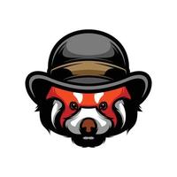 vermelho panda boné mascote logotipo Projeto vetor