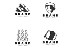 logotipo de pedra, design de pedra de linha de gemas, diamante, cristal, simples e elegante, vetor de marca de produto, ícone de pedra natural