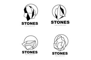 logotipo de pedra, pedra vetorial moderna com estilo de linha de geometria, design para decoração estética, produto moderno de marca, linha de geometria estética abstrata de ícone simples vetor