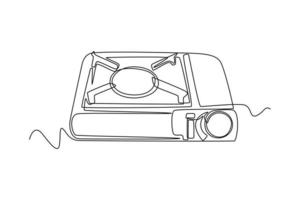 solteiro 1 linha desenhando solteiro queimador. cozinhando utensílio conceito. contínuo linha desenhar Projeto gráfico vetor ilustração.