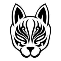 kitsune mascarar vetor Japão Lobo Preto e branco logotipo Projeto ilustração