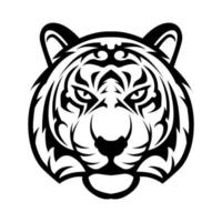 Bravo tigre cabeça vetor logotipo Projeto ilustração dentro Preto e branco