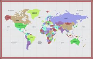 mapa mundi com nome do país vetor