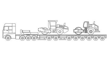 mão desenhado vetor ilustração cor crianças construção caminhão caminhão transportando compactadores clipart