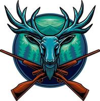 design de logotipo de caçador de veados vetor