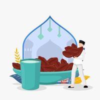 iftar Tempo vetor plano ilustração