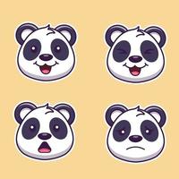 coleção do fofa panda cabeça desenho animado adesivos com vários emoções vetor